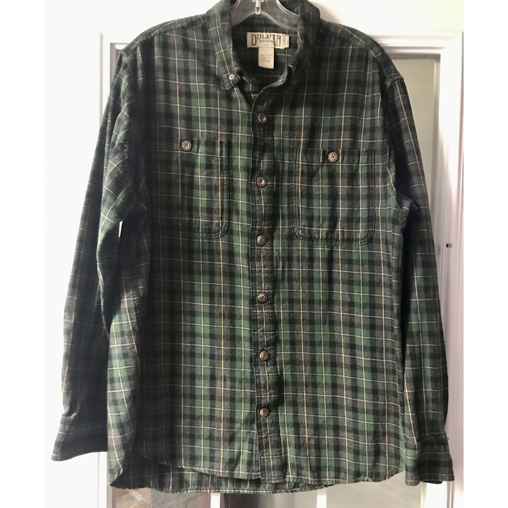 Duluth Trading Co Flannel Plaid Long Sleeve Button Up Shirt Men's Large